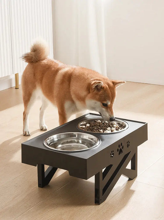 Elevated Stainless Steel Dog Feeder for Neck & Shoulder Support FURRYKU
