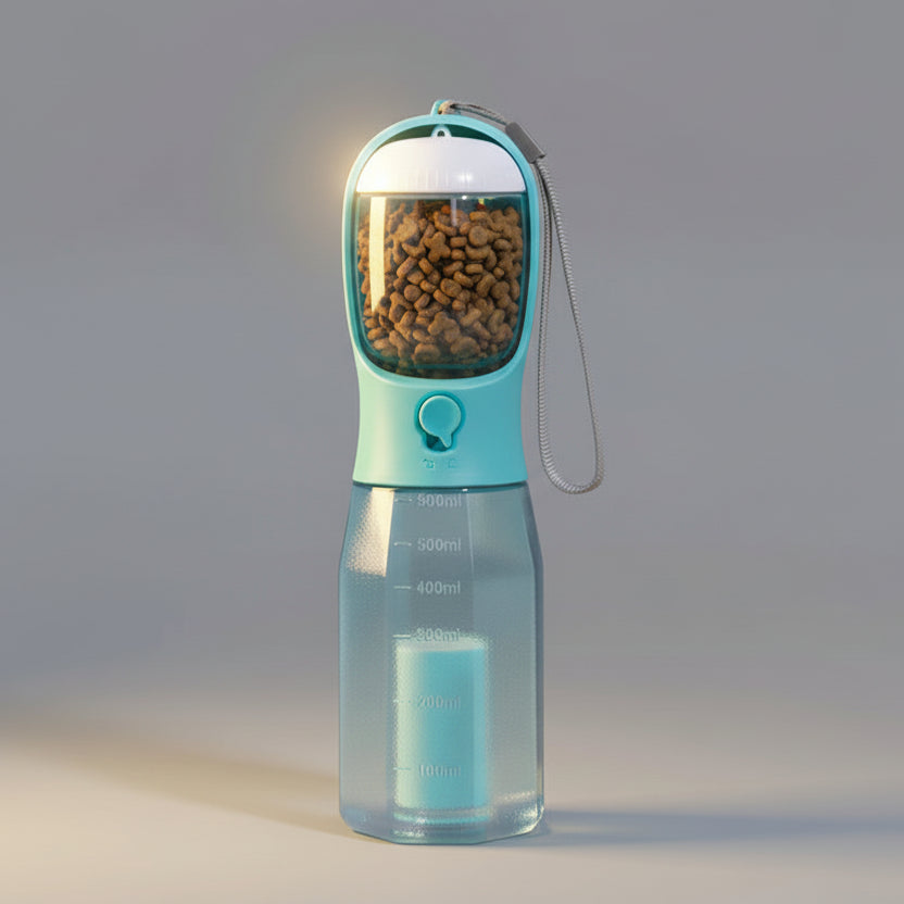 FURRYKU 3-in-1 Portable Dog Water Bottle | Travel Food & Waste