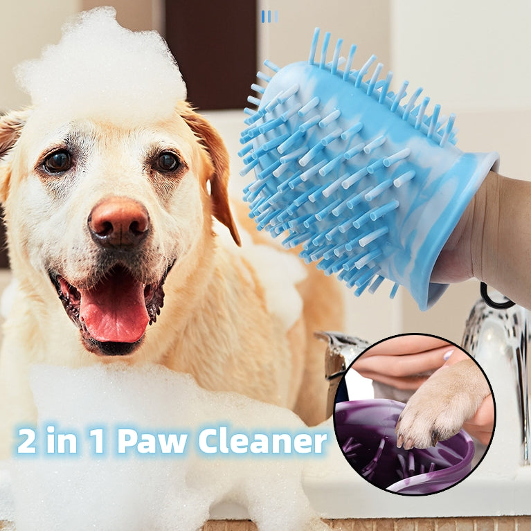 Portable Dog Paw Cleaning Glove Cup with Soft Grooming Bristles