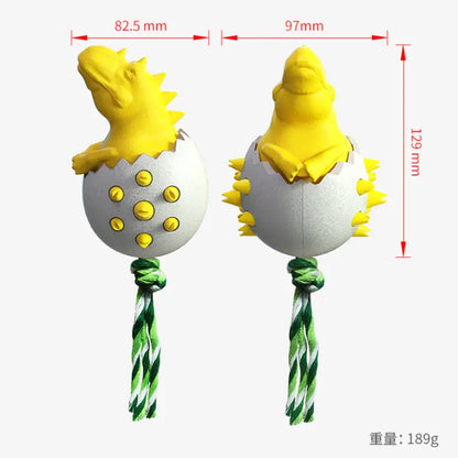 Durable Dino Dog Chew Toy – Rubber & Rope Interactive Chewer FURRYKU