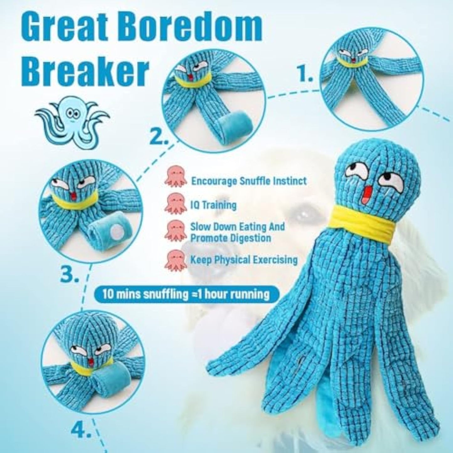 Squeaky Octopus Plush Dog Toy – Interactive Puzzle & Chew Toy for All Sizes🐾