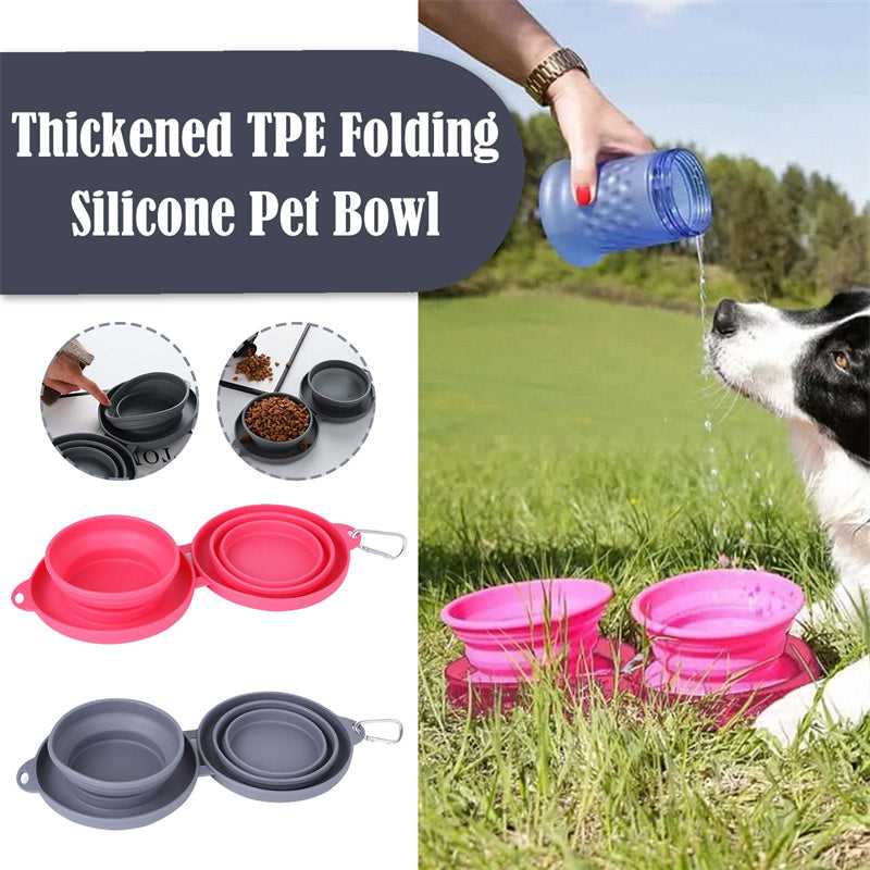 Rubber Foldable Double Bowl – Portable Pet Feeding Bowl for Dogs 🐾