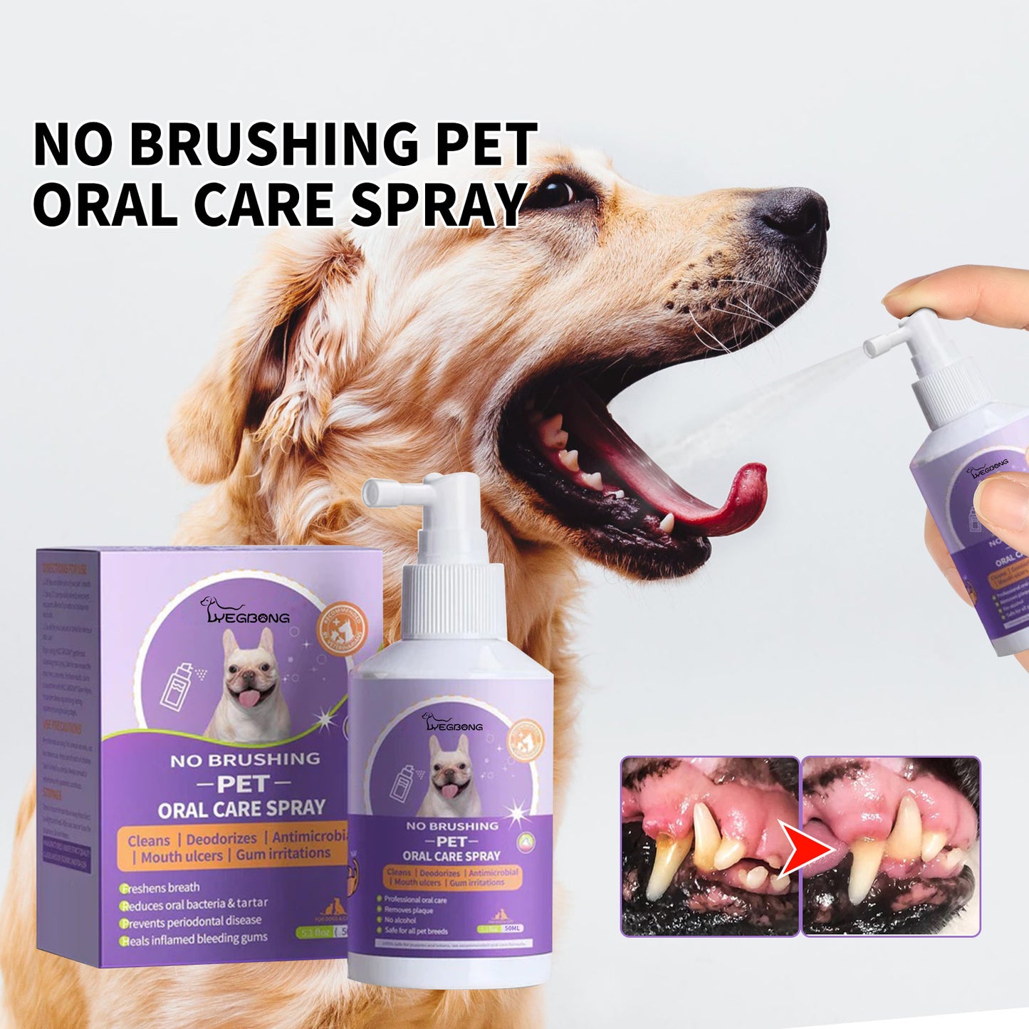 Pet Dog Teeth Cleaning Spray – Remove Tartar & Teeth Stains 🐾