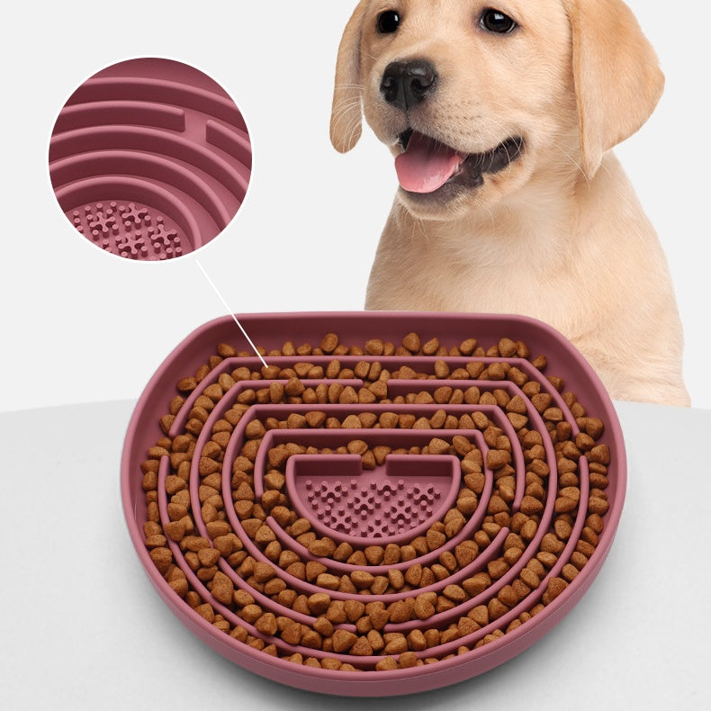 Slow Food Anti-Choke Silicone Pet Food Bowl with Suction Cup