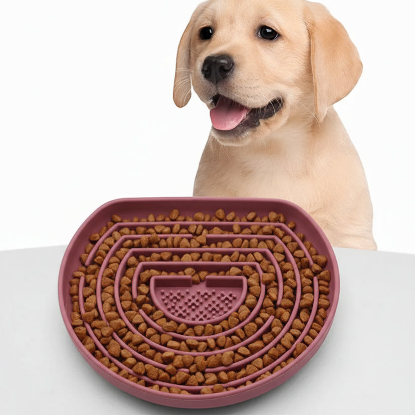 Slow-Feeding Silicone Dog Bowl with Suction Base FURRYKU