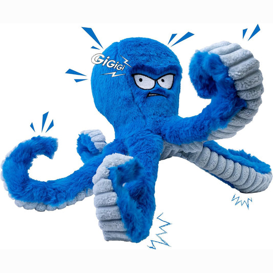 Tough Plush Octopus Dog Toy – Large Interactive Squeaky & Crinkle Tug Toy 🐾