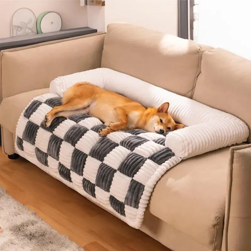 Chessboard Grid Thickened Warm Dog Bed FURRYKU