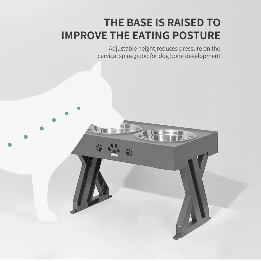 Elevated Stainless Steel Dog Feeder for Neck & Shoulder Support FURRYKU