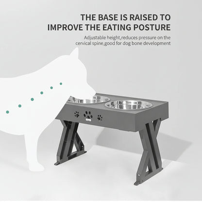 Elevated Stainless Steel Dog Feeder for Neck & Shoulder Support FURRYKU
