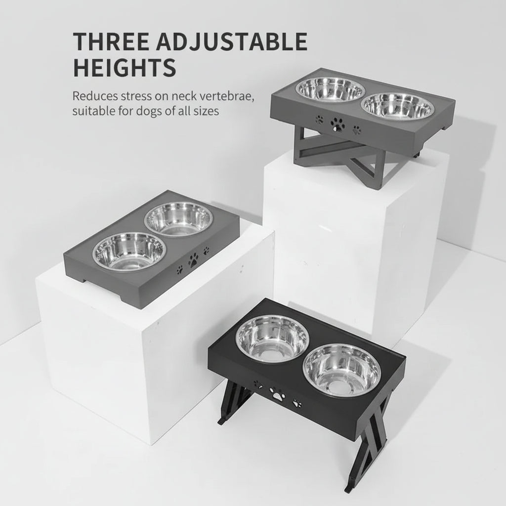 Elevated Stainless Steel Dog Feeder for Neck & Shoulder Support FURRYKU