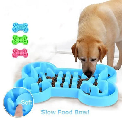 Bone-Shaped Slow Feeder Bowl for Dogs FURRYKU