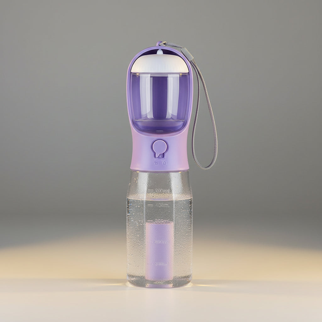FURRYKU 3-in-1 Portable Dog Water Bottle | Travel Food & Waste
