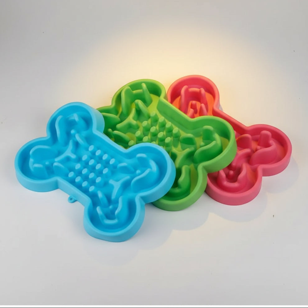 Bone-Shaped Slow Feeder Bowl for Dogs FURRYKU