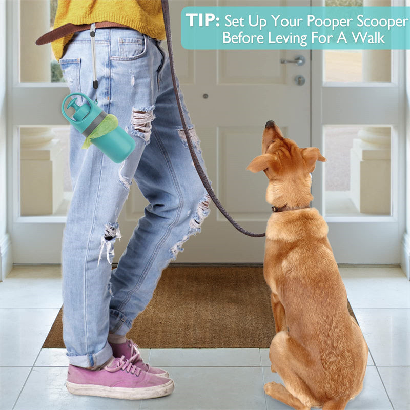 Portable Lightweight Dog Pooper Scooper with Built-in Poop Bag Dispenser