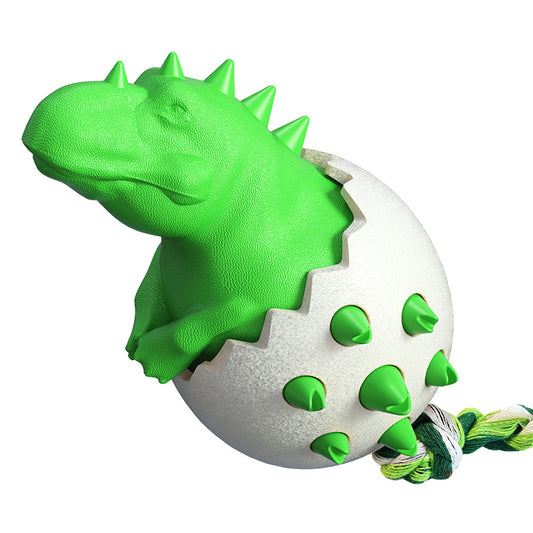 Durable Dino Dog Chew Toy – Rubber & Rope Interactive Chewer
