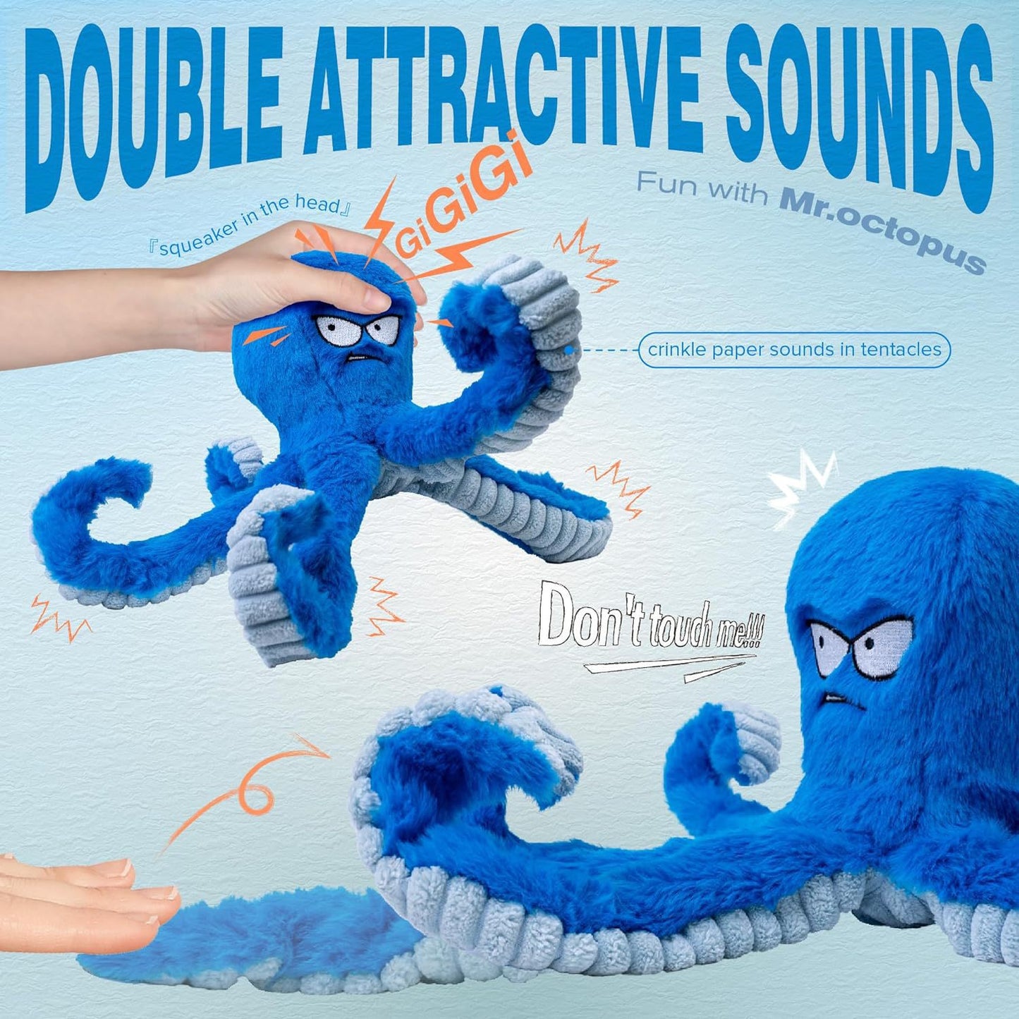 Tough Plush Octopus Dog Toy – Large Interactive Squeaky & Crinkle Tug Toy 🐾