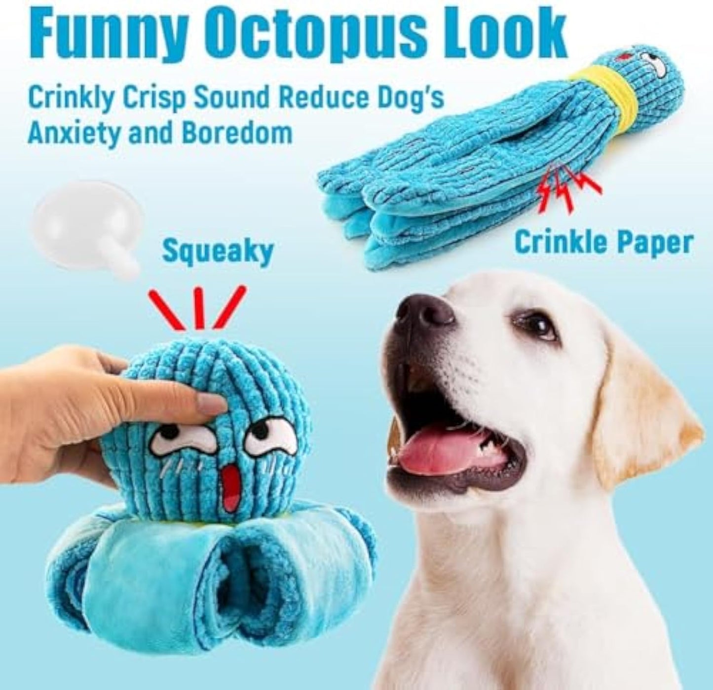 Squeaky Octopus Plush Dog Toy – Interactive Puzzle & Chew Toy for All Sizes🐾