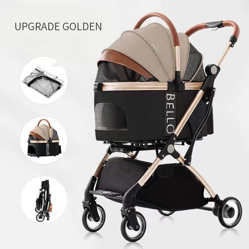Foldable Dog Stroller with Four-Wheel Design