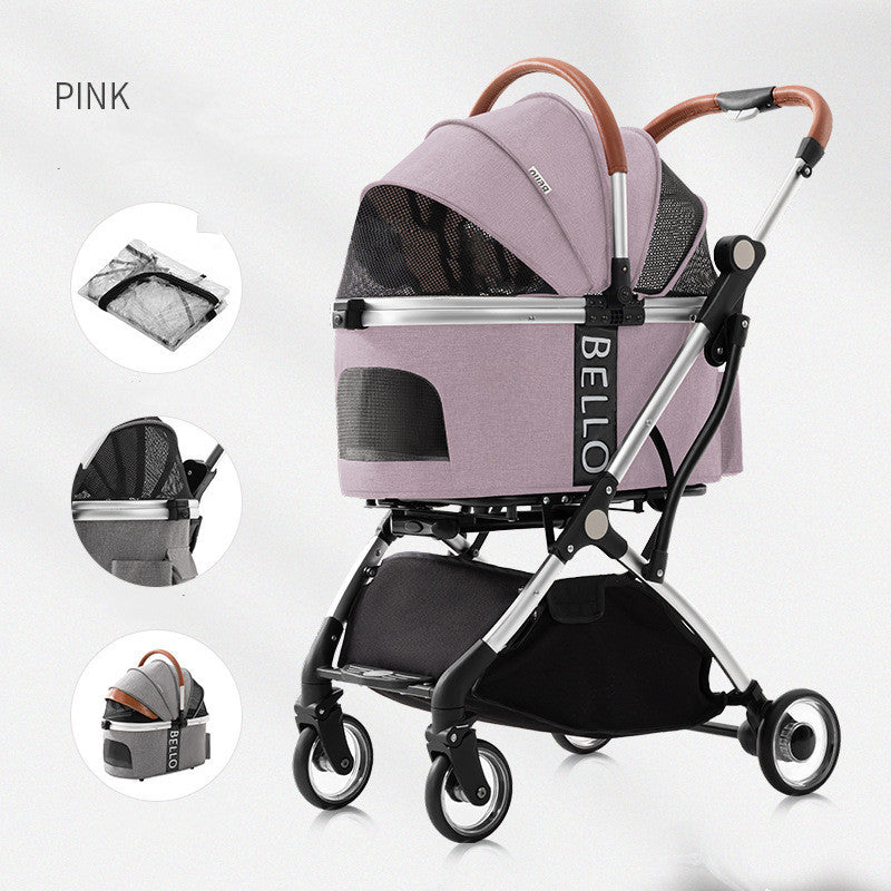 Foldable Dog Stroller with Four-Wheel Design