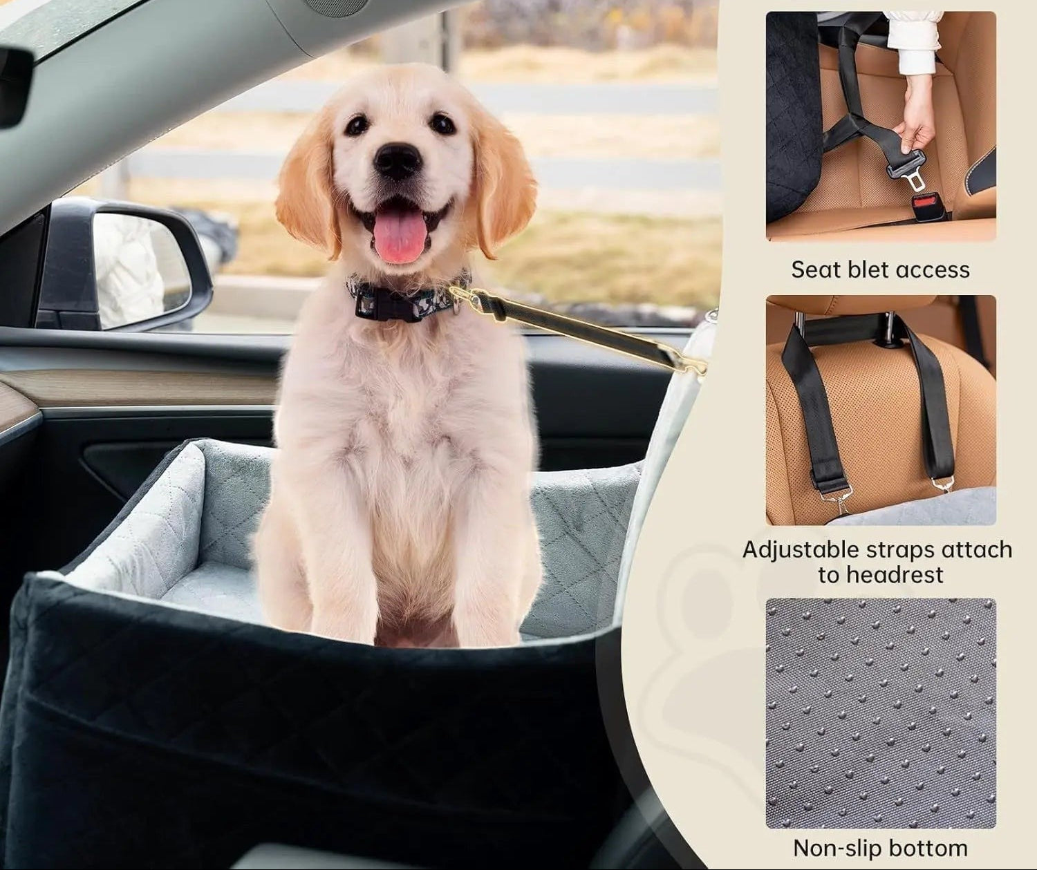 Car Bed for Small & Medium Dogs – Soft Backseat Cushion Travel Seat FURRYKU