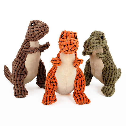 Plush Dinosaur Dog Toy with Squeaker