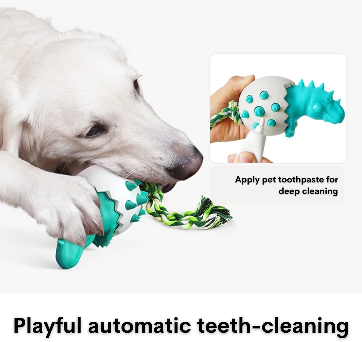 Durable Dino Dog Chew Toy – Rubber & Rope Interactive Chewer for Aggressive Dogs🐾