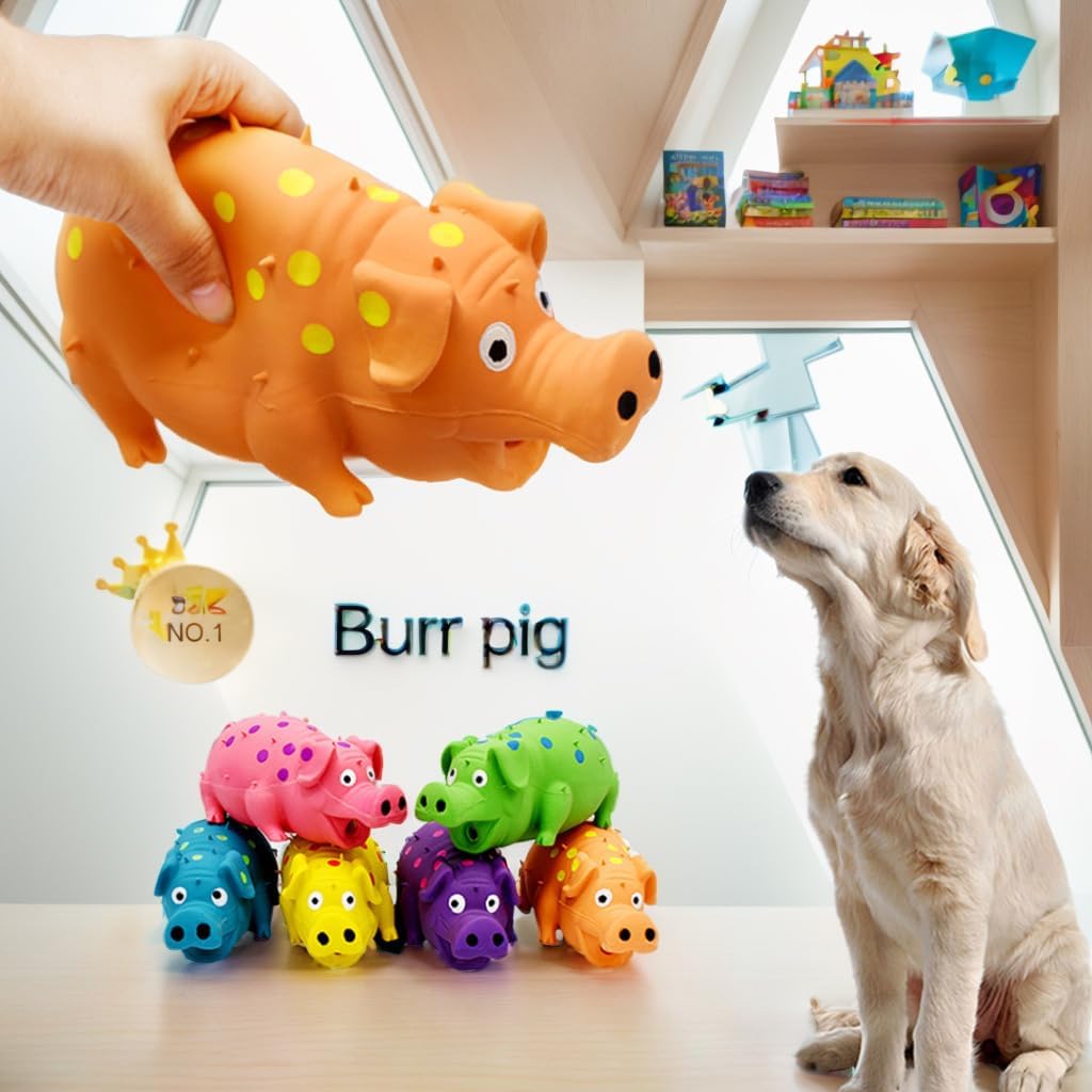 Tough Squeaky Pig Dog Toy – Latex Chew Toy for Dogs🐾