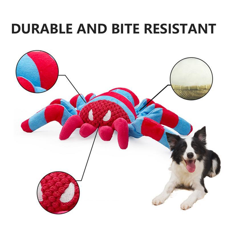 Bite-Resistant Teddy Spider Dog Toy – Squeaky Tooth-Cleaning Fun for Puppies & Big Dogs 🐾
