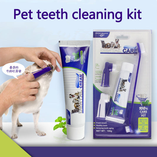 Pet Dog Beef Flavor Toothpaste Toothbrush Set – Oral Cleaning & Periodontal Care 🐾