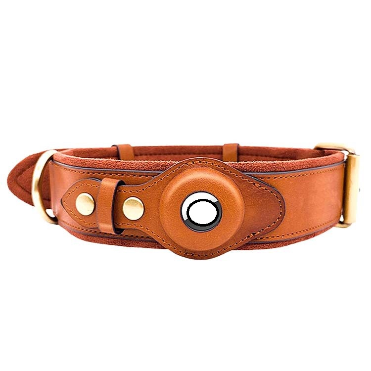 Location Tracker Leather Dog Collar – First Layer Leather, Compatible with Apple Devices🐾