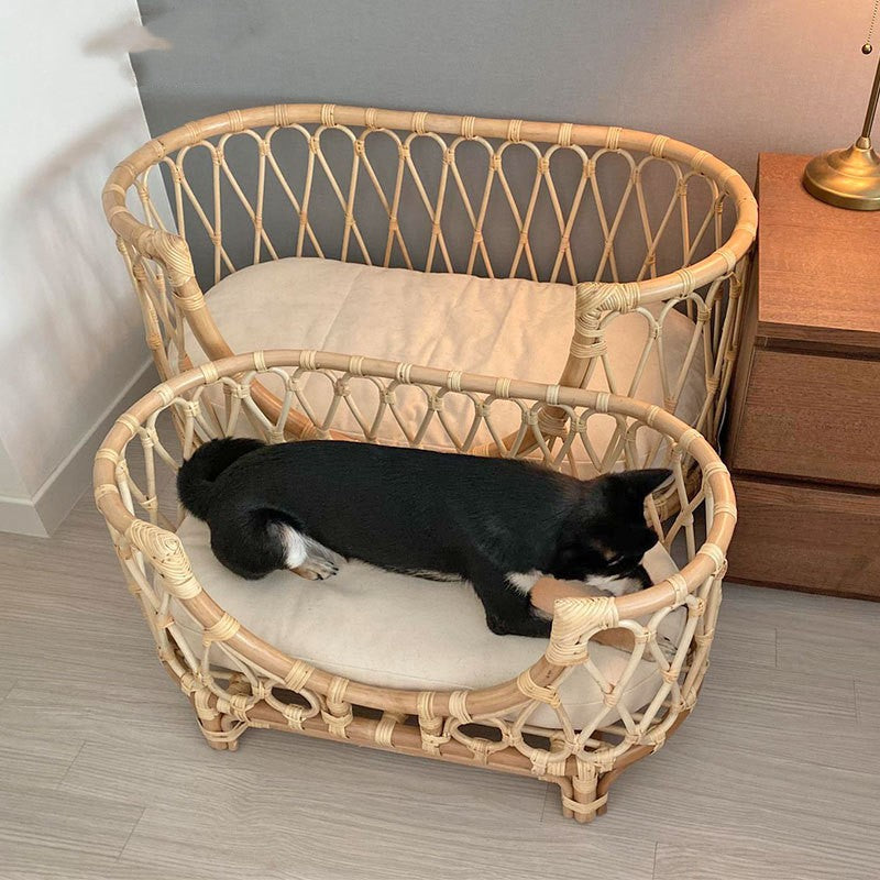 Pet Bed Handmade Rattan Woven Pet Bed Sofa For Dogs 🐾