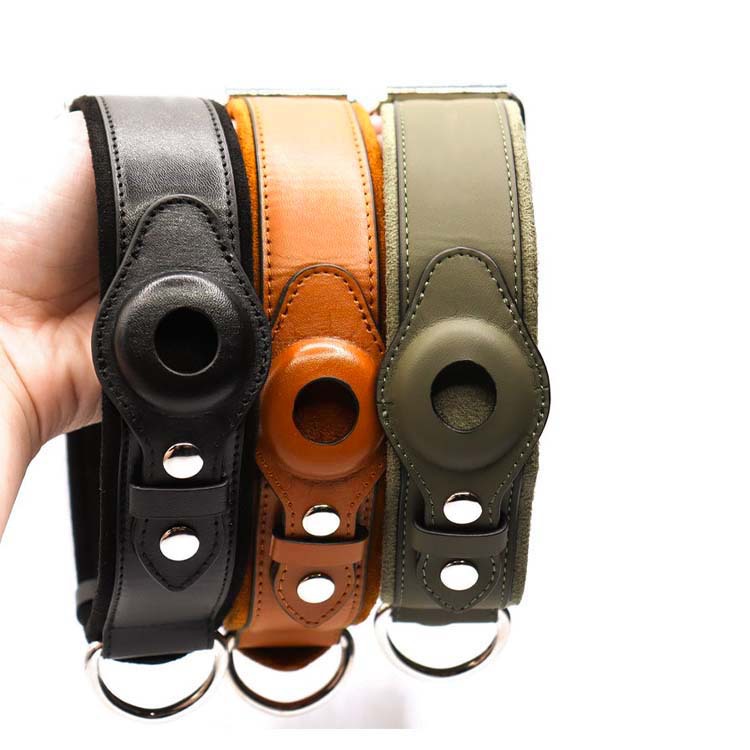 Location Tracker Leather Dog Collar – First Layer Leather, Compatible with Apple Devices🐾