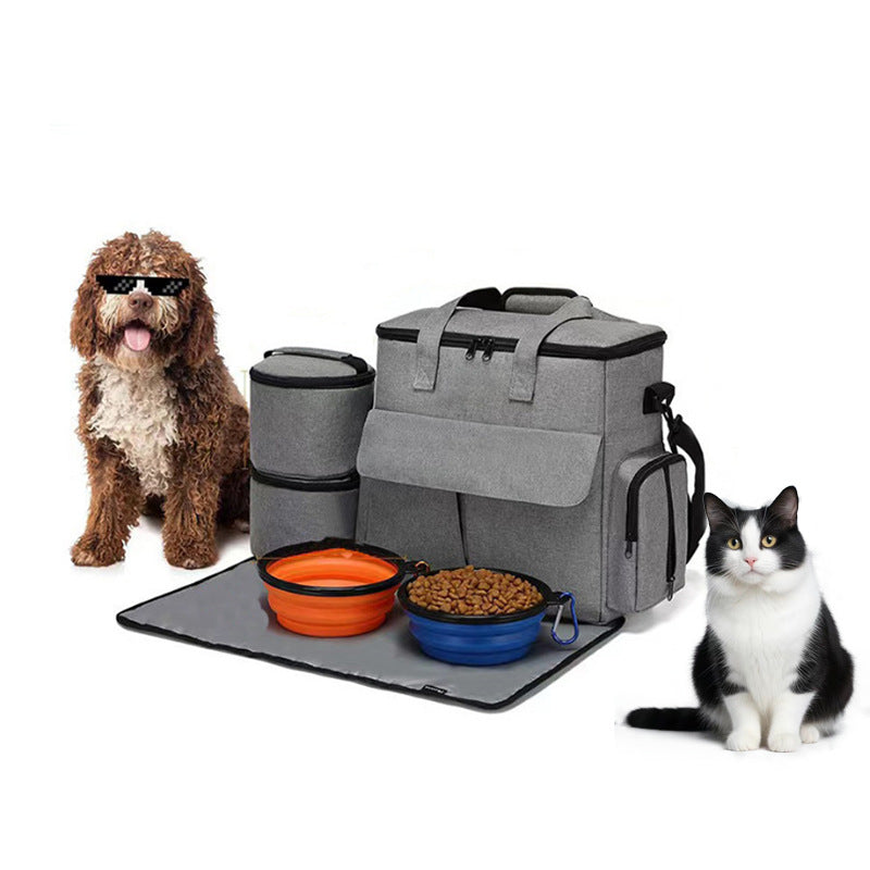 Hunde-Reisetasche-Set, Haustiertasche für unterwegs, praktischer Rucksack mit großem Fassungsvermögen, Aufbewahrungstasche für Outdoor-Reisen, Matte 🐾
