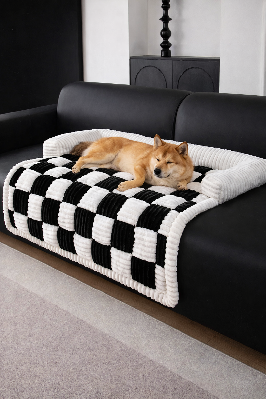 Chessboard Grid Thickened Warm Dog Bed