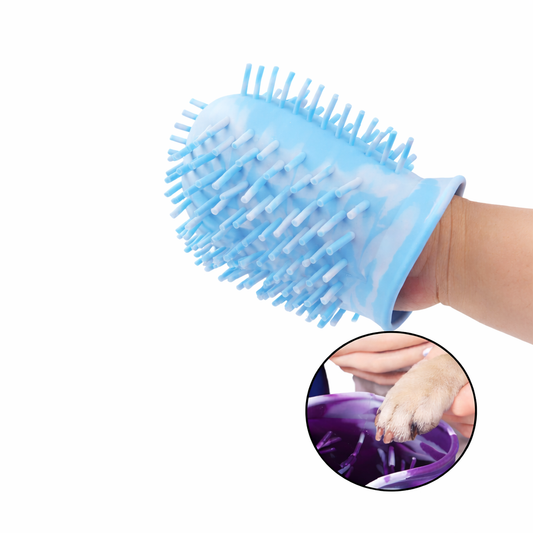 Portable Dog Paw Cleaning Glove Cup with Soft Grooming Bristles