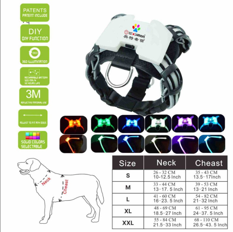 LED Luminous Dog Harness – Anti-Lost & Anti-Car Accident Safety Vest 🐾