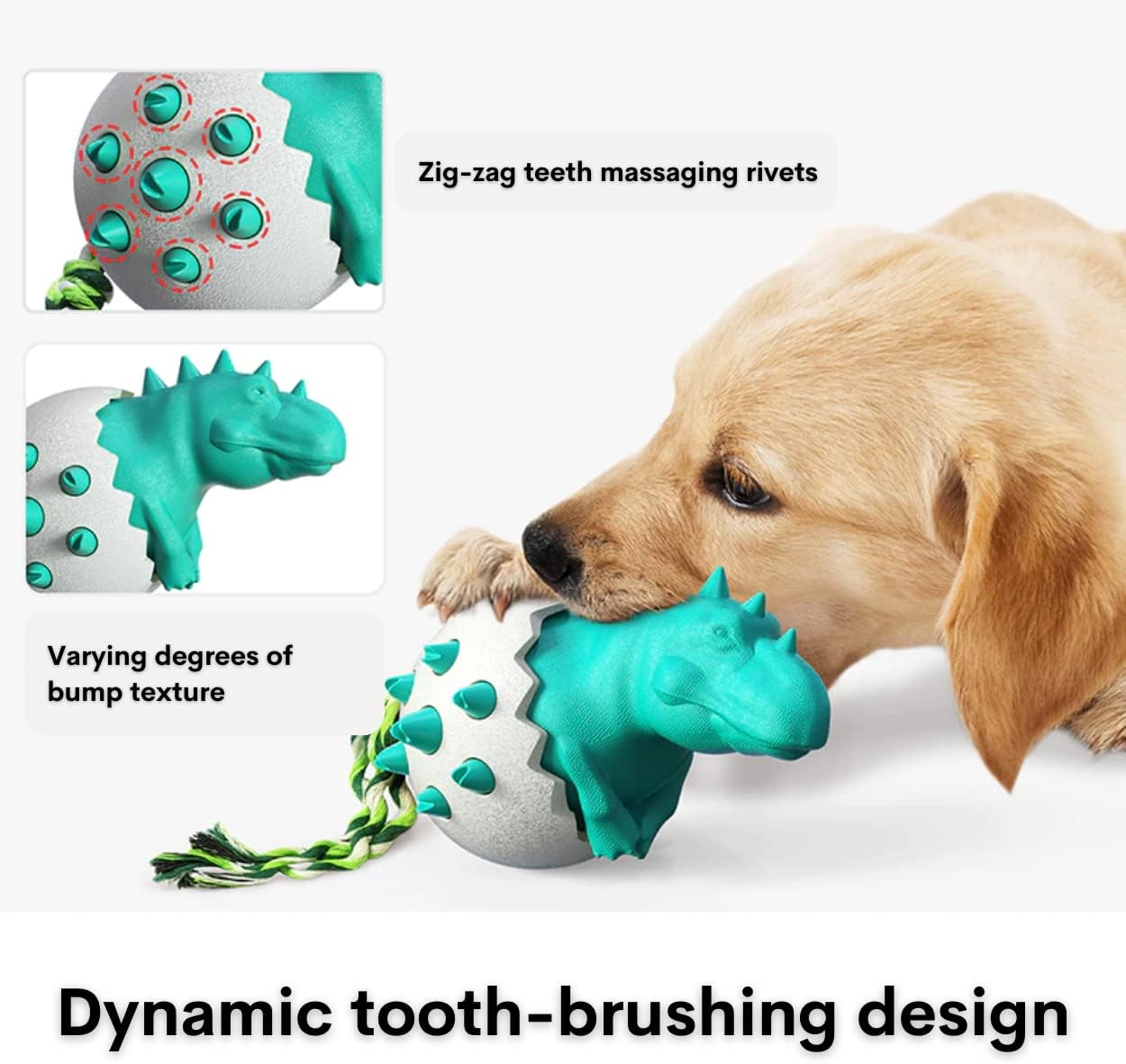 Durable Dino Dog Chew Toy – Rubber & Rope Interactive Chewer for Aggressive Dogs🐾