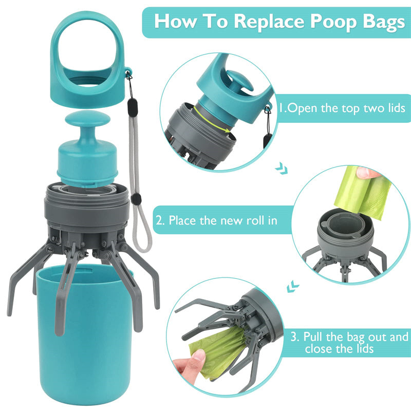 Portable Lightweight Dog Pooper Scooper with Built-in Poop Bag Dispenser