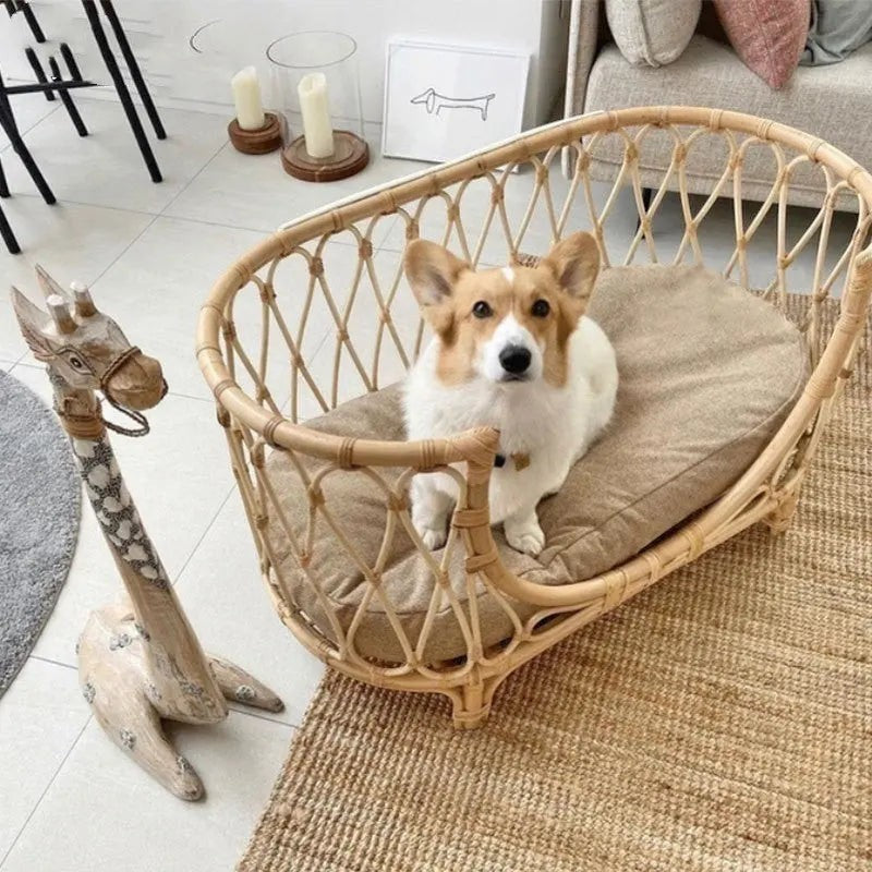Handmade Rattan Dog Bed Sofa FURRYKU