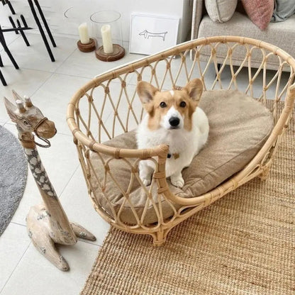 Handmade Rattan Dog Bed Sofa FURRYKU
