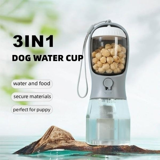 Gobelet 3 en 1 pour eau et nourriture pour chien – Bouteille portable pour animaux avec distributeur de sacs à déjections 🐾