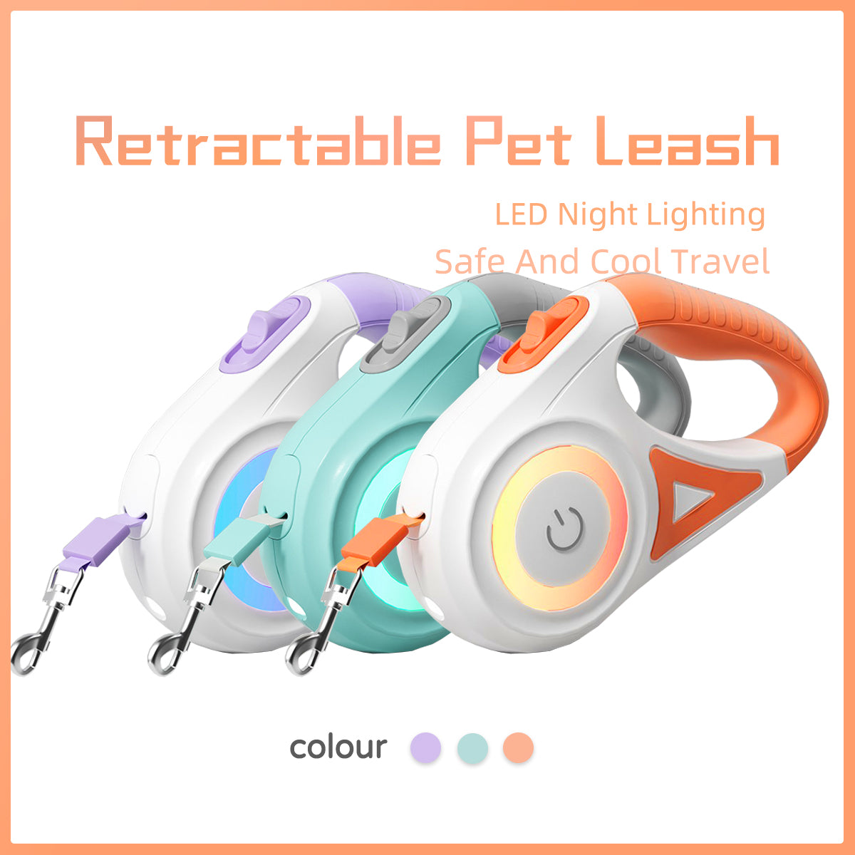Dog Leash & Collar Set – Retractable Traction Rope with Spotlight for Small & Medium Dogs 🐾