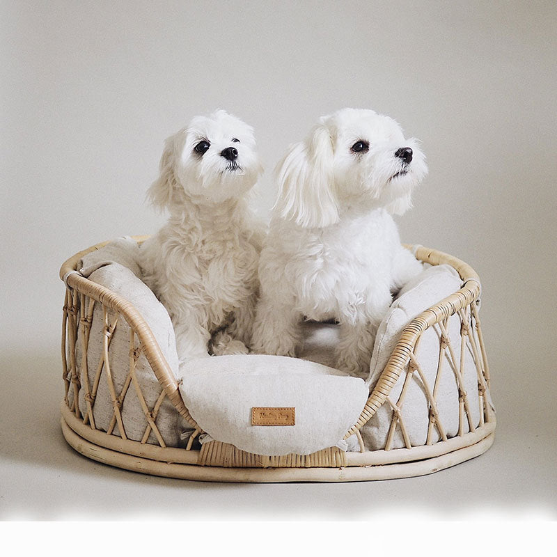 Pet Bed Handmade Rattan Woven Pet Bed Sofa For Dogs 🐾