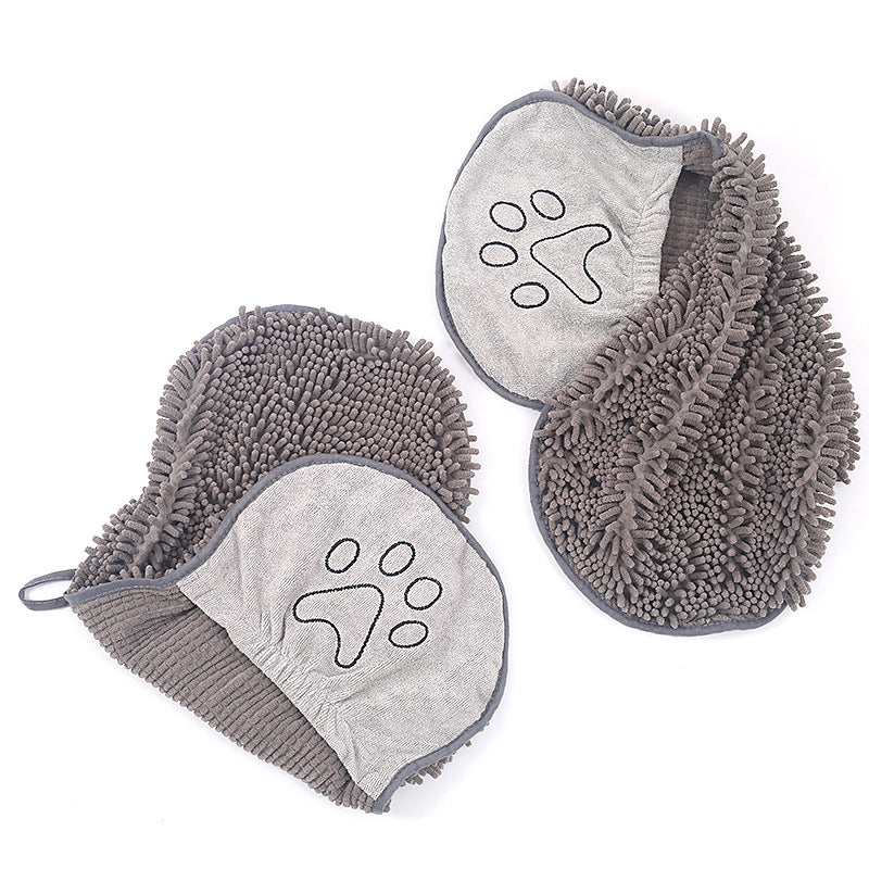 Haustier-Schrubbhandtuch – Badehandtuch mit Handschuhen für Katzen und Hunde 🐾