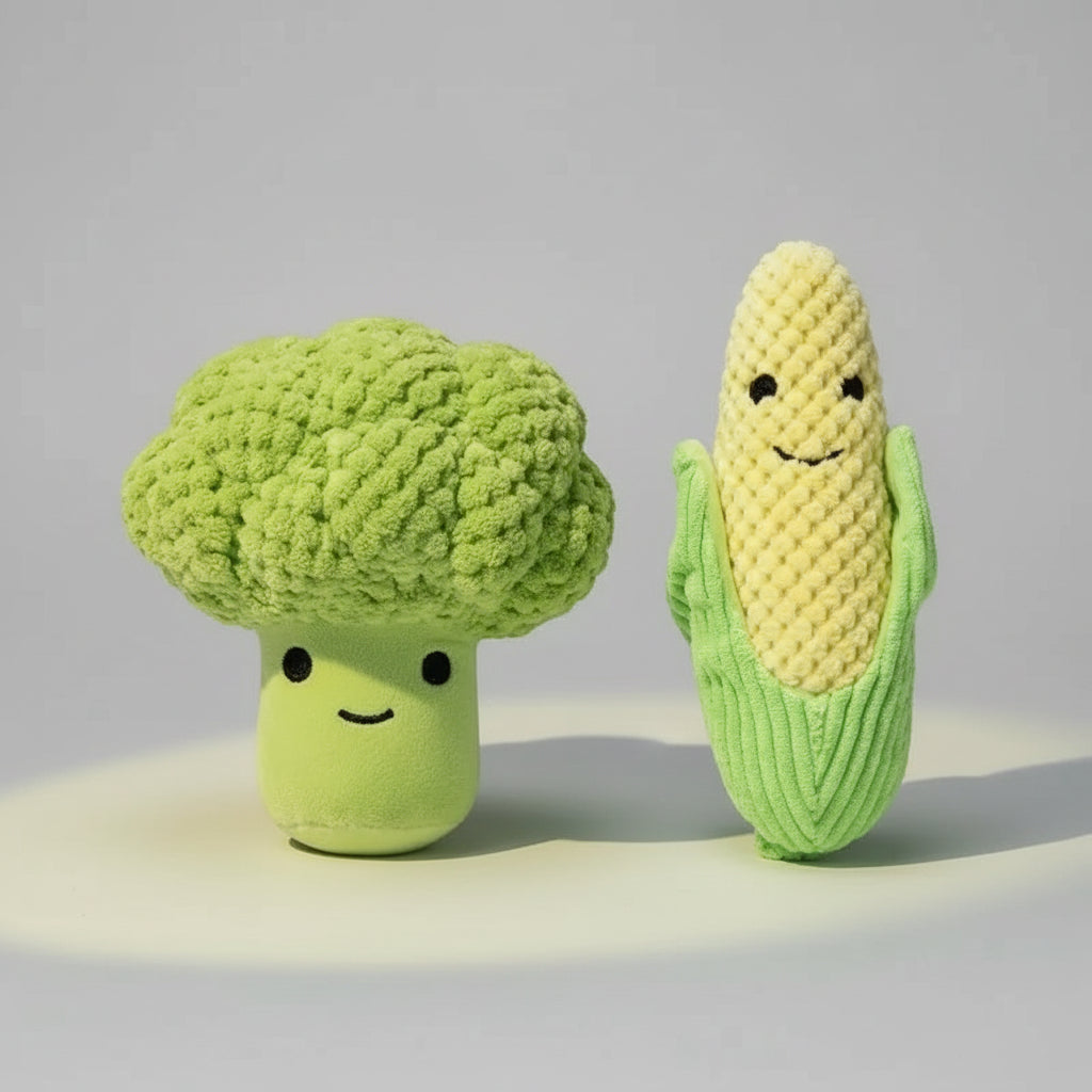 Broccoli & Corn Plush Dog Toy FURRYKU