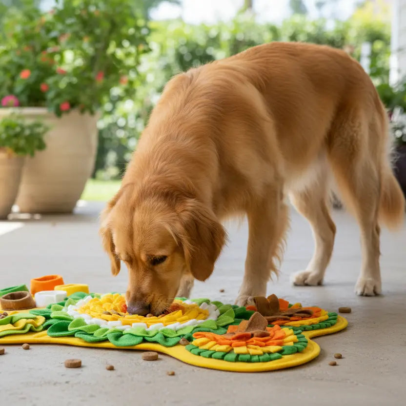 Furryku Large Interactive Foraging Mat - Dog Snuffle Mat for Mental Stimulation & Enrichment - Slow Feeder Brain Game - Machine Washable FURRYKU
