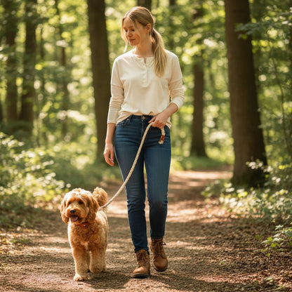 FURRYKU brown genuine leather dog collar with integrated Apple AirTag holder for GPS tracking.
