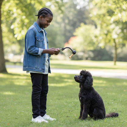 FURRYKU dog selfie camera treat clip with adjustable arm and bone-shaped treat holder, attaches to smartphone.