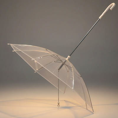 Transparent Dog Umbrella Leash - Waterproof Pet Rain Cover with Built-in Lead - Clear Visibility for Small & Medium Dogs - 77x73cm | Furryku FURRYKU