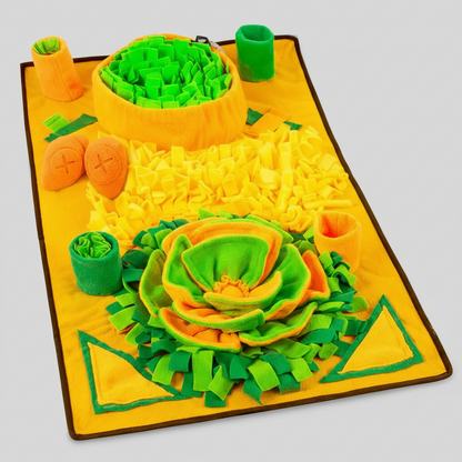 Furryku Large Interactive Foraging Mat - Dog Snuffle Mat for Mental Stimulation & Enrichment - Slow Feeder Brain Game - Machine Washable FURRYKU